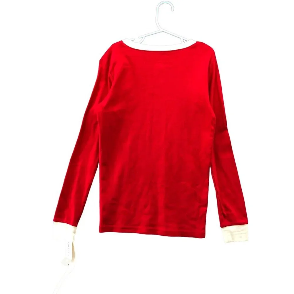 NWT Carters Santa Pajama‎ Top Red Size 12 Long Sleeve Cotton Crewneck